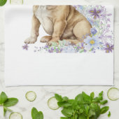 Franse Bulldog Bloem Theedoek (Gevouwen)