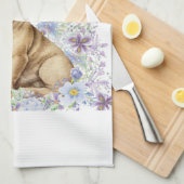 Franse Bulldog Bloem Theedoek (Quarter Fold)