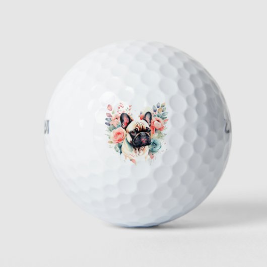 Franse Bulldog Bloemen Golf en Frenchie Kisses Golfballen (Voorkant)
