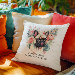 Franse Bulldog bloemen koffie en franse kussen