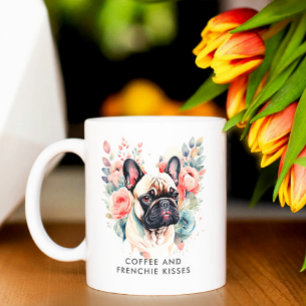 Franse Bulldog bloemen koffie en franse kussen Koffiemok