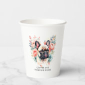 Franse Bulldog bloemen koffie en franse kussen Papieren Bekers (Achterkant)