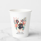 Franse Bulldog bloemen koffie en franse kussen Papieren Bekers (Voorkant)