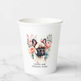 Franse Bulldog bloemen koffie en franse kussen Papieren Bekers