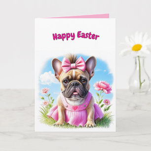 Franse Bulldog Bloemen Pasen Franse Bulldog Kaart