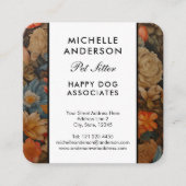 Franse Bulldog  Bloemen Vierkante Visitekaartje (Voorkant)