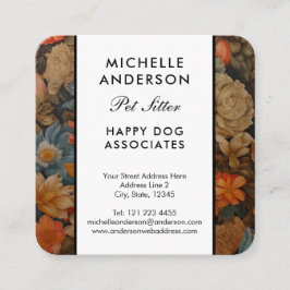 Franse Bulldog  Bloemen Vierkante Visitekaartje