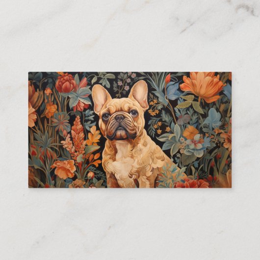 Franse Bulldog  Bloemen Visitekaartje (Achterkant)