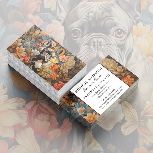 Franse Bulldog  Bloemen Visitekaartje
