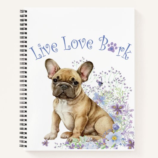 Franse Bulldog Bloemig Notitieboek (Voorkant)