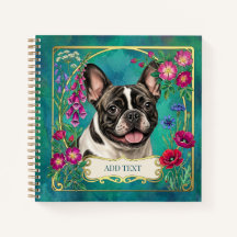 Franse Bulldog Bloemrijk Botanisch Turquoise Notit