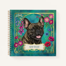 Franse Bulldog Bloemrijk Botanisch Turquoise Notit