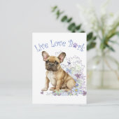 Franse Bulldog Bloemstuk Briefkaart (Staand voorkant)