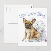 Franse Bulldog Bloemstuk Briefkaart (Voorkant / Achterkant)