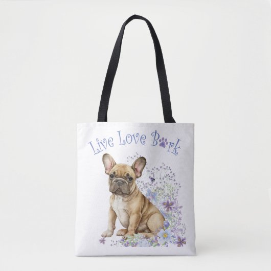 Franse Bulldog Bloemstuk Tote Bag (Voorkant)