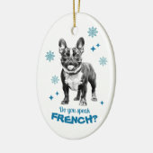 Franse Bulldog Blue Joyeux Noel Keramisch Ornament (Links)