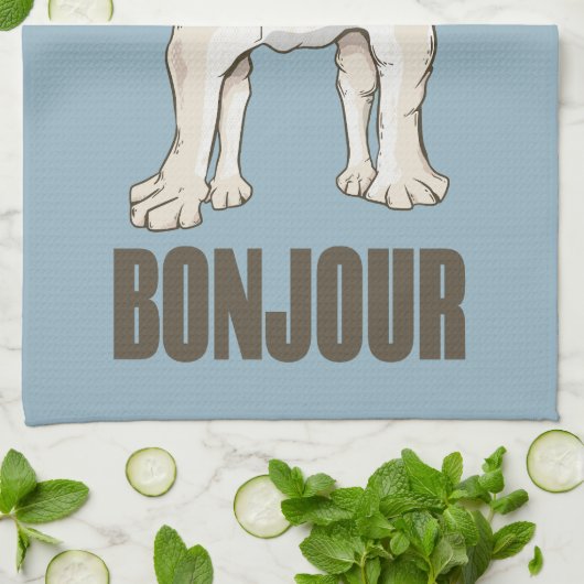 Franse Bulldog Bonjour Theedoek (Gevouwen)