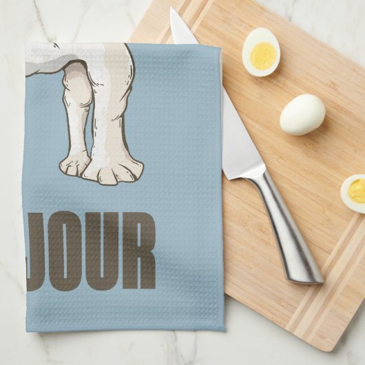 Franse Bulldog Bonjour Theedoek (Quarter Fold)