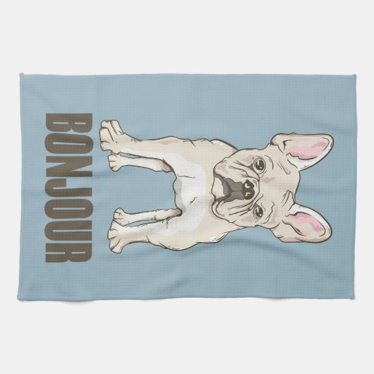 Franse Bulldog Bonjour Theedoek (Horizontaal)