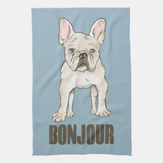 Franse Bulldog Bonjour Theedoek (Verticaal)