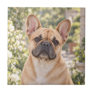 Franse Bulldog Botanische Portret Decoratie Tegel Tegeltje