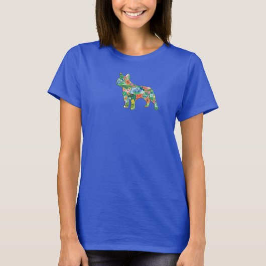 Franse Bulldog Botanische Silhouet T-shirt (Voorkant)