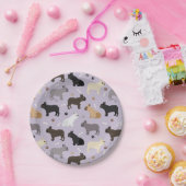 Franse Bulldog Botten en Paws Paars Papieren Bordje (Feest)