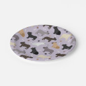 Franse Bulldog Botten en Paws Paars Papieren Bordje (Gekanteld)