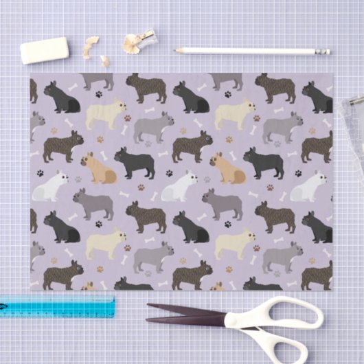 Franse Bulldog Botten en Paws Paars Tissuepapier (Craft)