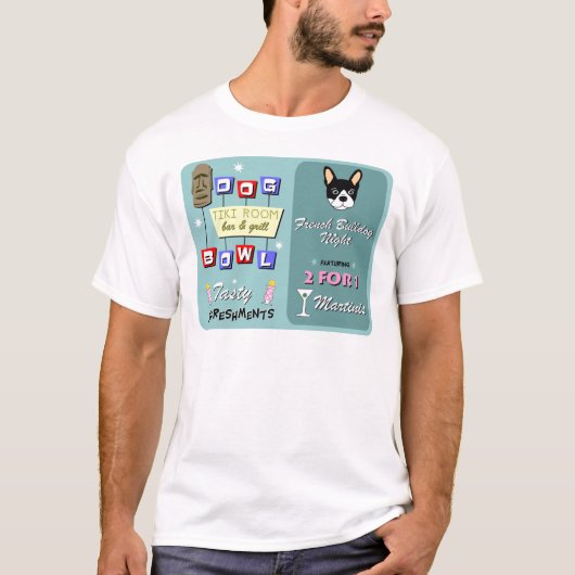 Franse Bulldog Bowling Night T-shirt (Voorkant)