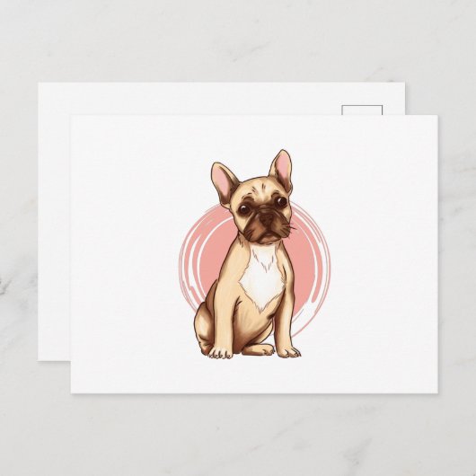 Franse bulldog briefkaart (Voorkant / Achterkant)