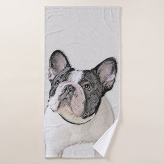 Franse Bulldog (Brindle Pied) - Schilderen - Dog A Bad Handdoek (Badhanddoek)