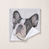 Franse Bulldog (Brindle Pied) - Schilderen - Dog A Bad Handdoek (Wasdoekje)