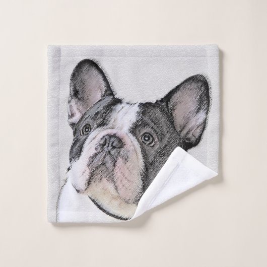Franse Bulldog (Brindle Pied) - Schilderen - Dog A Bad Handdoek (Wasdoekje)