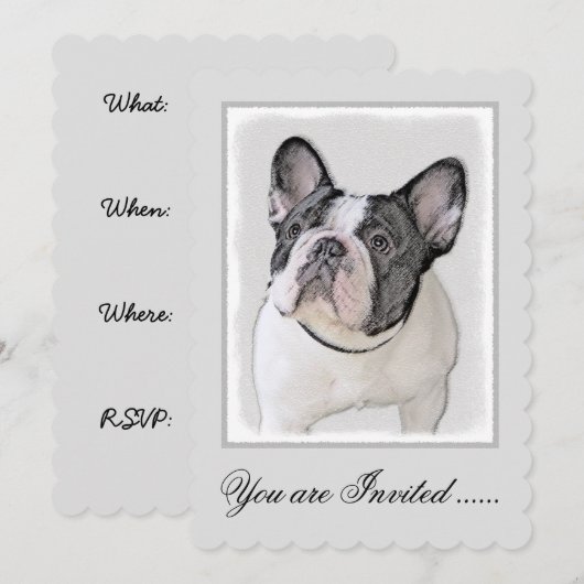 Franse Bulldog (Brindle Pied) - Schilderen - Dog A Kaart (Voorkant / Achterkant)