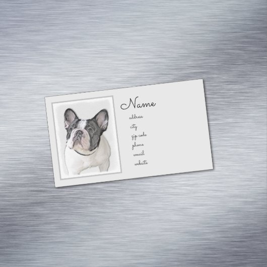 Franse Bulldog (Brindle Pied) - Schilderen - Dog A Magnetisch Visitekaartje (Voorbeeld)