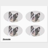 Franse Bulldog (Brindle Pied) - Schilderen - Dog A Ovale Sticker (Vel)