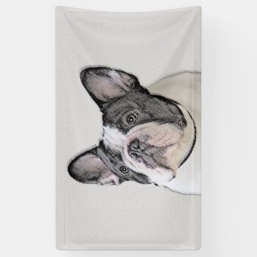 Franse Bulldog (Brindle Pied) - Schilderen - Dog A Spandoek (Verticaal)