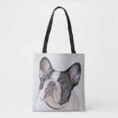 Franse Bulldog (Brindle Pied) - Schilderen - Dog A Tote Bag (Voorkant)