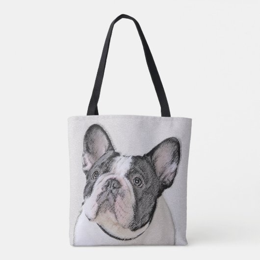 Franse Bulldog (Brindle Pied) - Schilderen - Dog A Tote Bag (Achterkant)