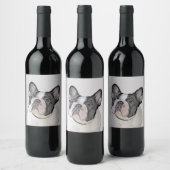 Franse Bulldog (Brindle Pied) - Schilderen - Dog A Wijn Etiket (Flessen)