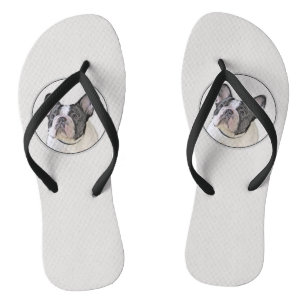 Franse Bulldog (Brindle Pied) Schilderij - Honden Teenslippers