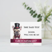Franse bulldog bruidegoms voorstel Bourgogne bruil Briefkaart (Staand voorkant)