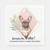 Franse Bulldog bruiloft servetten met honden Foto (Voorkant)