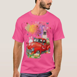 Franse Bulldog Bunny Truck Hunting Eggs Tree Easte T-shirt