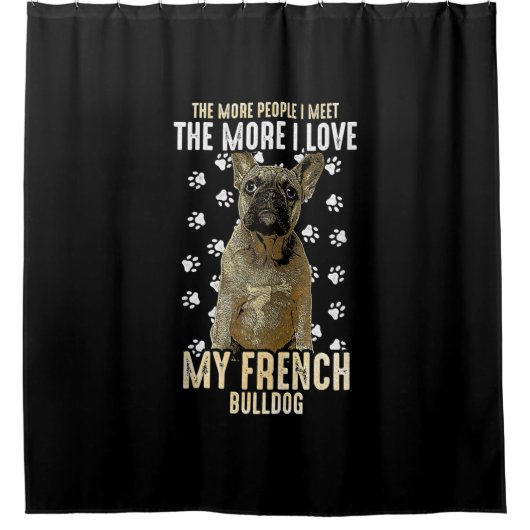 franse bulldog | cadeau voor hondenliefhebber van  douchegordijn (Voorkant)