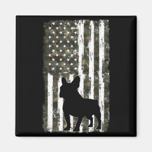 Franse Bulldog Camouflage Amerikaanse Vlag VS Magneet