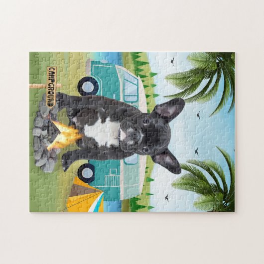 Franse Bulldog Camping Legpuzzel (Horizontaal)