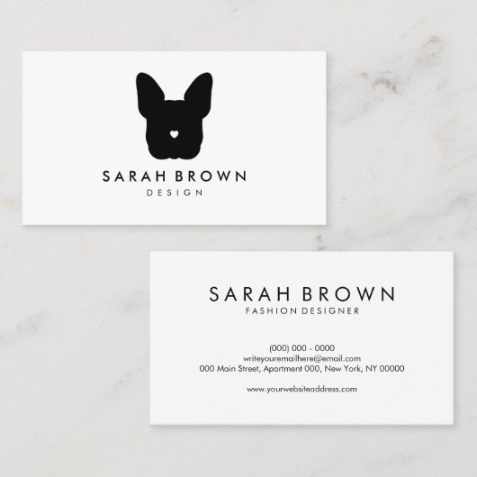 Franse BullDog Canine puppy pet sitter walker Visitekaartje (Voorkant / Achterkant)