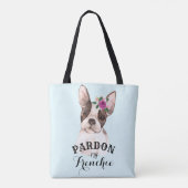 Franse Bulldog Canvas tas - Blauw (Achterkant)